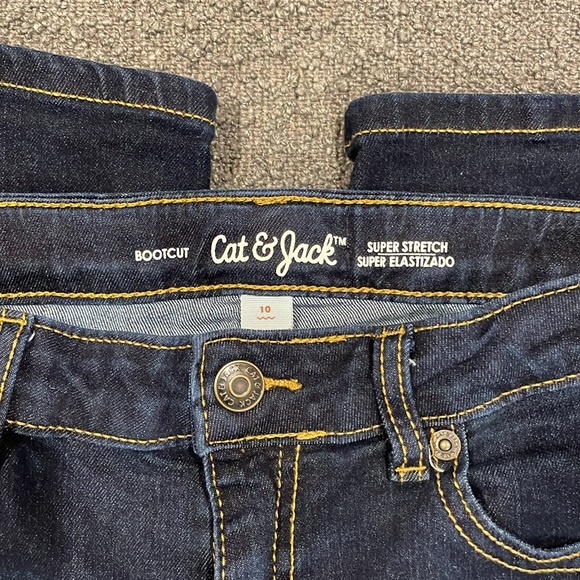 Cat & Jack Girls' Mid-Rise Bootcut Super Stretch Jeans Dark Wash - size 10 - Picture 7 of 11